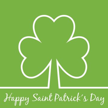 Saint Patrick´s Day Greeting Card With Shamrock Outline