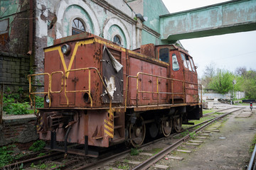 Fototapeta na wymiar train on the tracks in Russia