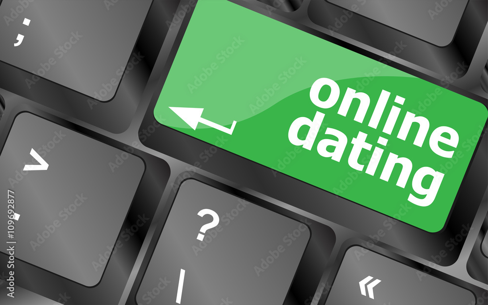 Poster a keyboard with a online dating button - social concept. keyboard keys icon button vector. keyboard 