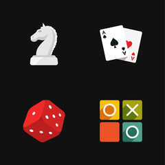 four flat game icons 