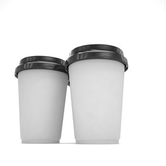 Three paper coffee cups. 3d rendering.