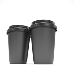 Three paper coffee cups. 3d rendering.