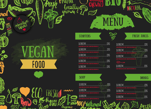 Modern  vegetarian food menu design.