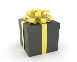 gift box with bows isolated on white. 3d rendering.