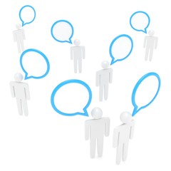 people with talk bubbles isolated over a white background. 3d rendering.