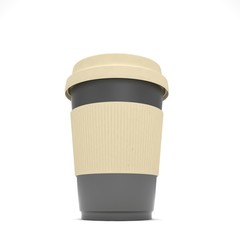 Coffee to go on white. 3d rendering.