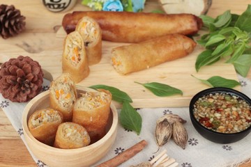 Fried spring rolls traditional for appetizer food.