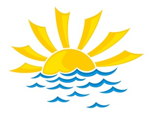 sun dawn Logo in the sea. 