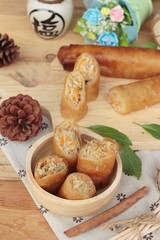 Fried spring rolls traditional for appetizer food.