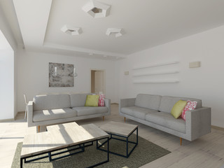 Scandinavian Style Living Room Interior Design Project