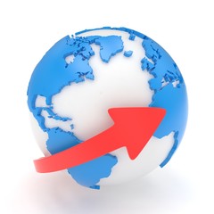 Naklejka premium Arrow and Earth globe. 3d render