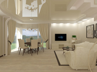 Contemporary Style Living Room Interior Design Project