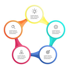 Infographic business template with 5 options, parts.