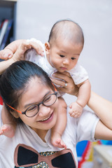 Asian mother and son