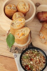 Fried spring rolls traditional for appetizer food.