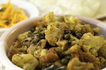 Traditional Indian Cauliflower and Pea Curry