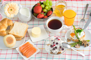 Breakfast seeing from the top view