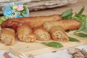 Fried spring rolls traditional for appetizer food.
