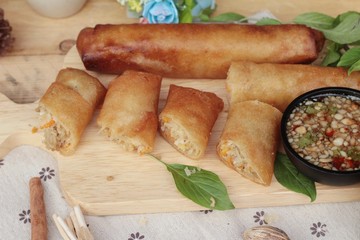 Fried spring rolls traditional for appetizer food.