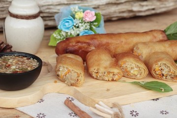 Fried spring rolls traditional for appetizer food.
