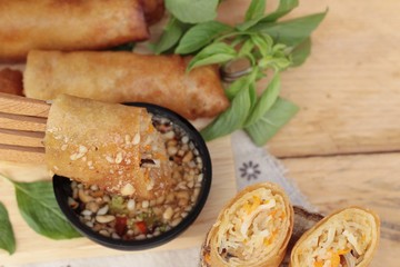 Fried spring rolls traditional for appetizer food.