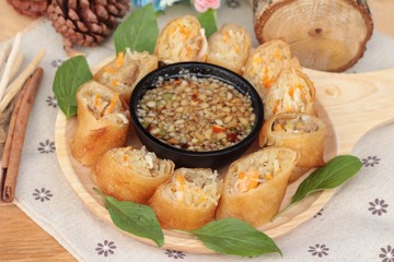 Fried spring rolls traditional for appetizer food.