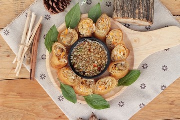 Fried spring rolls traditional for appetizer food.