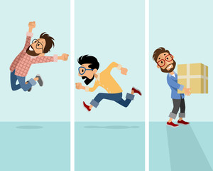 Three hipster in situation