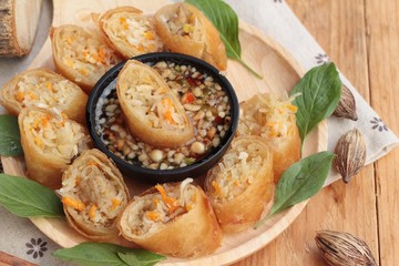 Fried spring rolls traditional for appetizer food.
