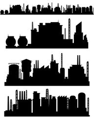 Obraz premium Three factories silhouettes