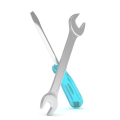 3D Illustration Wrench and screwdriver, service concept