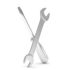 3D Illustration Wrench and screwdriver, service concept