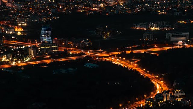 Aerial View At Night, 4K Resolution Time Lapse