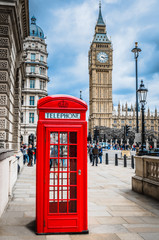 Telefonzelle in London - obrazy, fototapety, plakaty