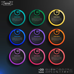 Vector infographic design list with colorful circles.