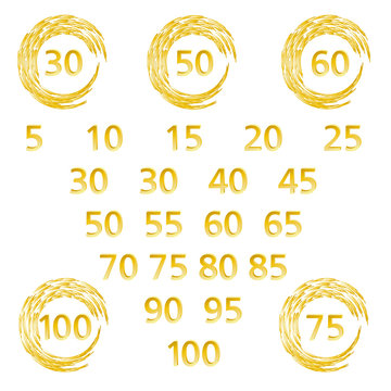 Ehrenkranz, Jubiläum - Goldener Kranz mit goldenen, runden Zahlen, Jahreszahlen für Geburtstage und Jubiläen, Set von Zahlen und Kranz