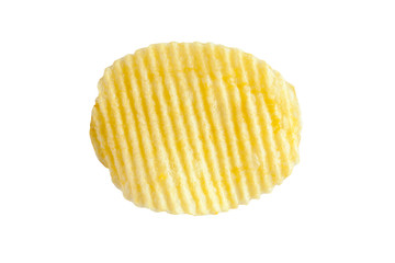 potato chip on white background close-up
