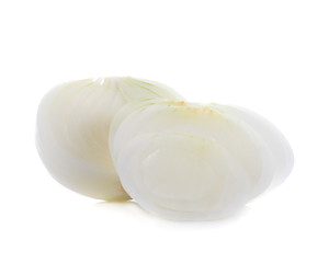 onion  slices on white background