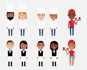 Obraz na płótnie Canvas Illustration Of Characters Depicting Catering Occupations