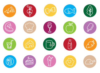 Illustration Of Icons Related To Food, Drink And Diet