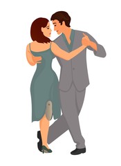 Couple dancing. Couple in love. Tango dance. Vector illustration.