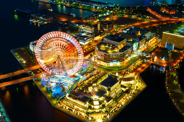Minato Mirai area with Yokohama Port in Japan