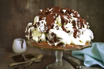 Chocolate cake with sour cream and chocolate glaze.