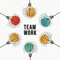 Teamwork business concept of modern human brains