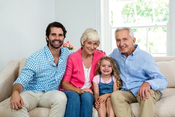 Portrait of family with grandparents