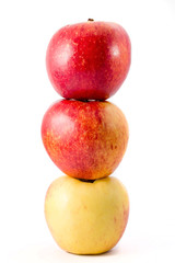Three apples on white background
