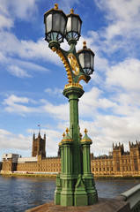 Street lamp on the Westminster Bridge - obrazy, fototapety, plakaty