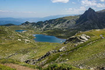 Naklejka na ściany i meble The Twin and The Trefoil lakes, The Seven Rila Lakes, Rila Mountain, Bulgaria