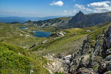 Naklejka na ściany i meble The Twin and The Trefoil lakes, The Seven Rila Lakes, Rila Mountain, Bulgaria