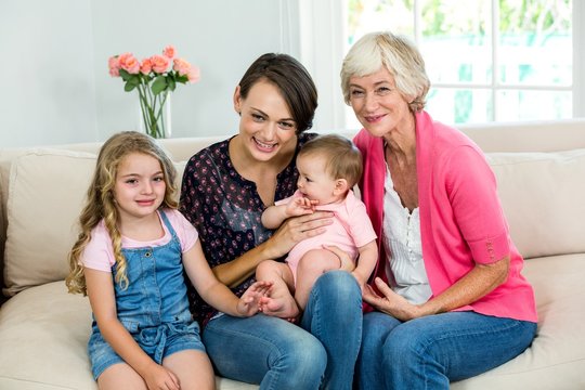 Happy Multi Generation Family With Baby